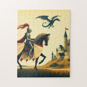 Medieval Knight/dragon/castle fantsy Jigsaw Puzzle