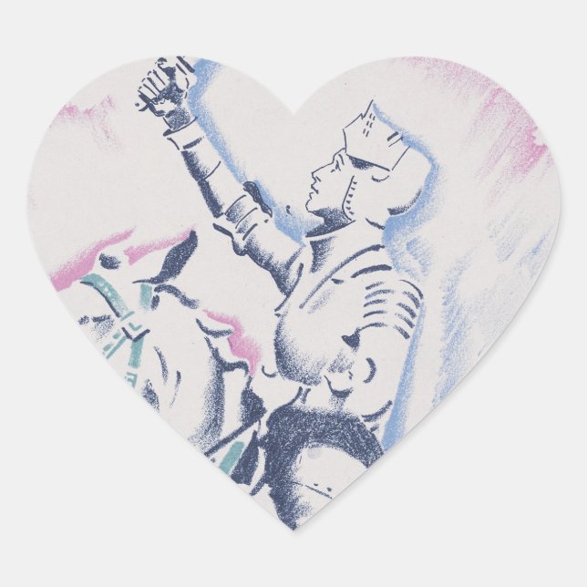 Medieval Knight Heart Sticker (Front)
