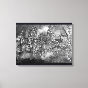 MEDIEVAL KNIGHTS IN TOURNAMENT Black Whiite Canvas Print