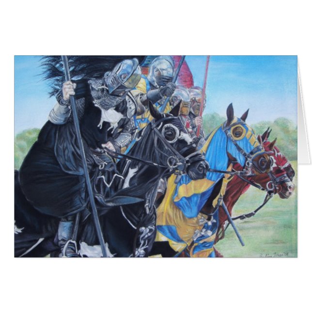 medieval knights jousting on horses historic art (Front Horizontal)