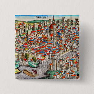 Medieval landmark of Florence in Italy 15 Cm Square Badge