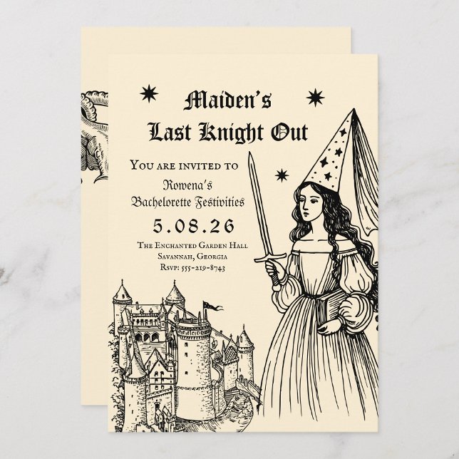 Medieval “Last Knight Out” Bachelorette Invitation (Creator Uploaded)