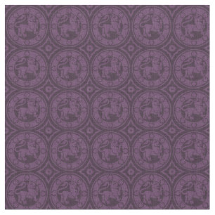 Medieval Lions, Aubergine Fabric