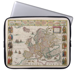 Medieval Map of Europe (by Willem Blaeu) Laptop Sleeve