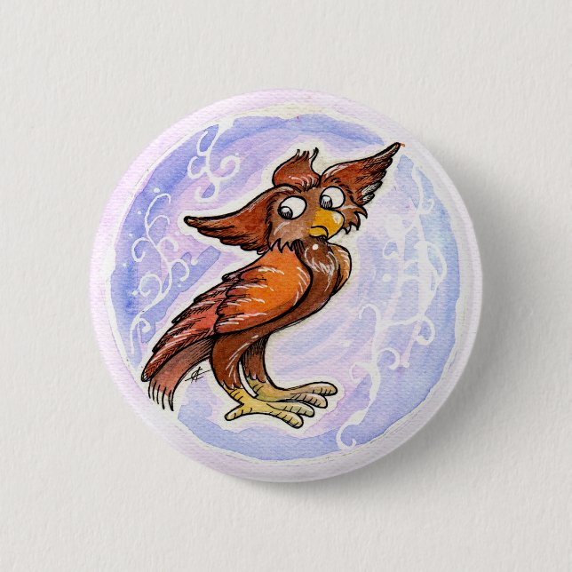 medieval owl 6 cm round badge (Front)