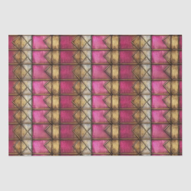 MEDIEVAL PINK GOTHIC WOOD METAL DECOUPAGE TISSUE PAPER (Front)