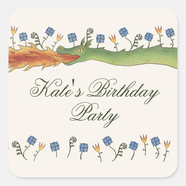 Medieval Ren Faire dragon Square Sticker (Front)