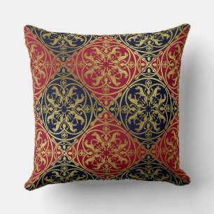 Medieval Renaissance Herald Lion Leopard Metallic  Cushion