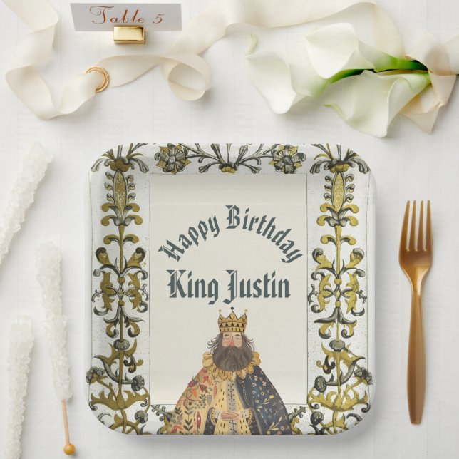 Medieval Renaissance King Birthday Paper Plate (Wedding)