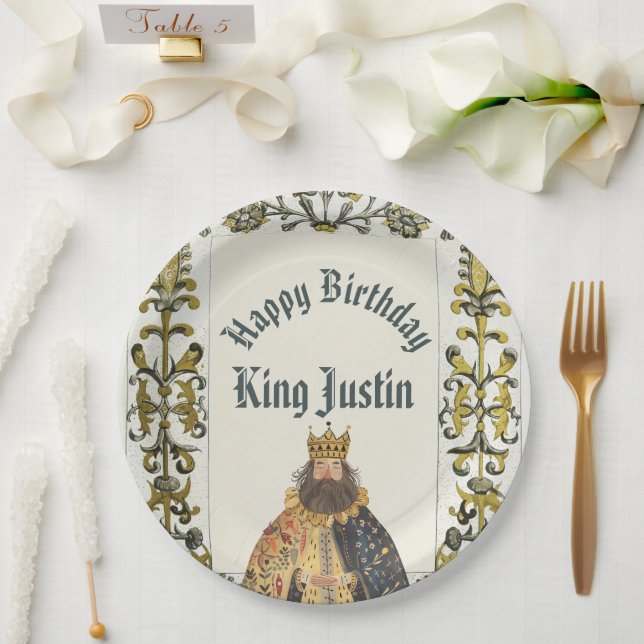 Medieval Renaissance King Birthday Paper Plate (Wedding)