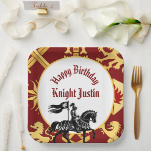 Medieval Renaissance Knight Birthday Paper Plate
