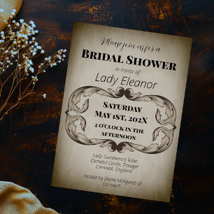 Medieval Renaissance Parchment Moody Bridal Shower Invitation