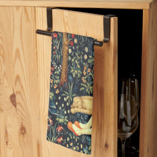 Medieval Renaissance Tapestry  Shepherds and Sheep Tea Towel