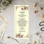 Medieval Romantic with Wooden Frame Wedding Menu<br><div class="desc">The elegant medieval-style design with an openwork wooden frame and a flowering branch evokes associations with Shakespeare's sonnets and will emphasize the sublimity of your feelings. The warm natural color scheme and well-readable text will make a pleasant impression on your guests. If you have not found the product you are...</div>