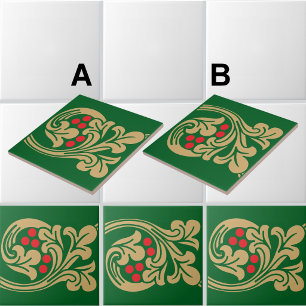 Medieval Style Grapevine Frieze Pattern B Tile