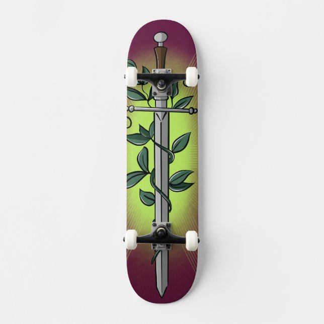 Medieval Sword & Vine  Skateboard (Front)