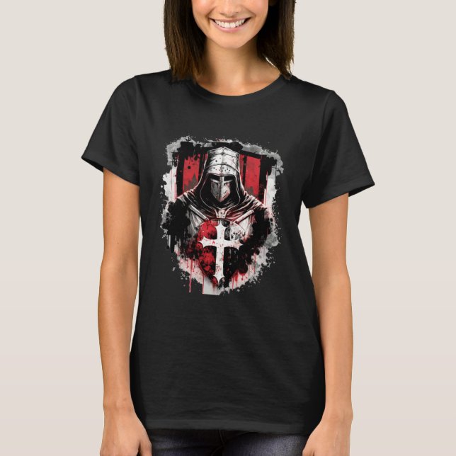 Medieval Templar Knights Crusader T-Shirt (Front)
