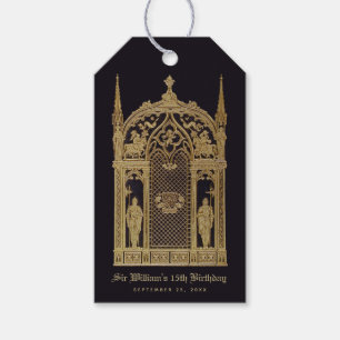 Medieval Themed Birthday Black Gold Gothic Knight  Gift Tags