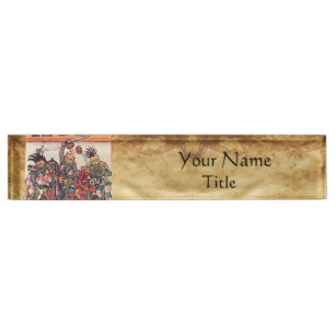 MEDIEVAL TOURNAMENT, FIGHTING KNIGHTS AND DAMSELS NAMEPLATE
