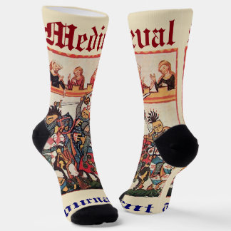 MEDIEVAL TOURNAMENT, FIGHTING KNIGHTS AND DAMSELS SOCKS