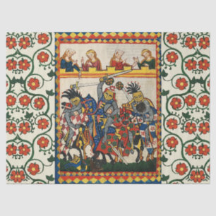 MEDIEVAL TOURNAMENT, FIGHTING KNIGHTS ,DAMSELS TISSUE PAPER