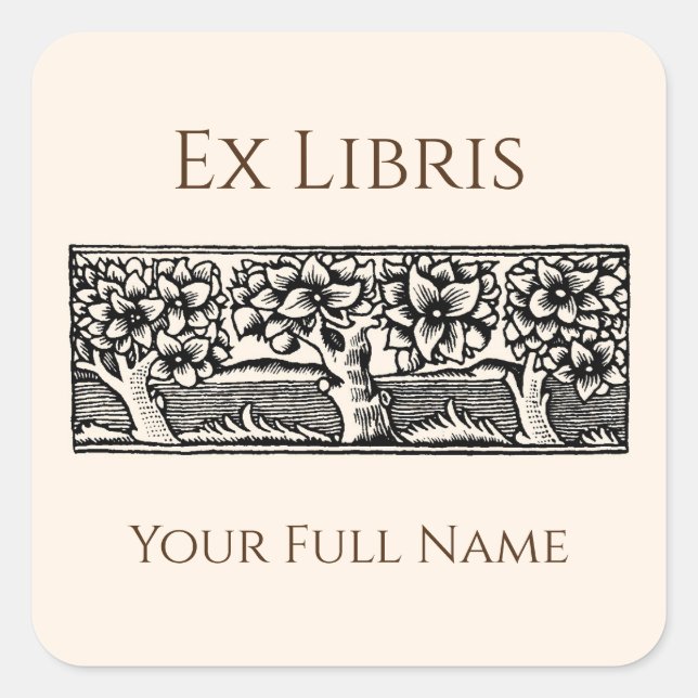 Medieval Trees Ex Libris Bookplate, Book Labels (Front)