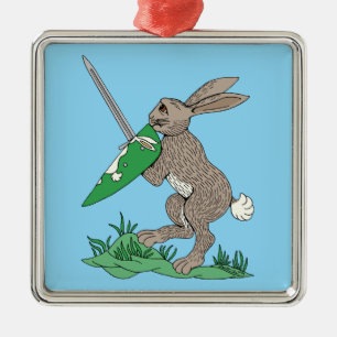 Medieval Warrior Rabbit Metal Tree Decoration