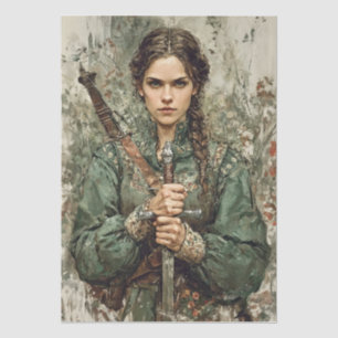 Medieval Warrior Woman Fantasy Decoupage Paper