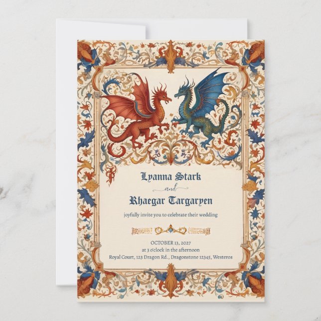 Medieval Wedding Invitation, Ancient Manuscript Invitation (Front)