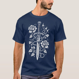 Medievalcore Sword with Roses T-Shirt