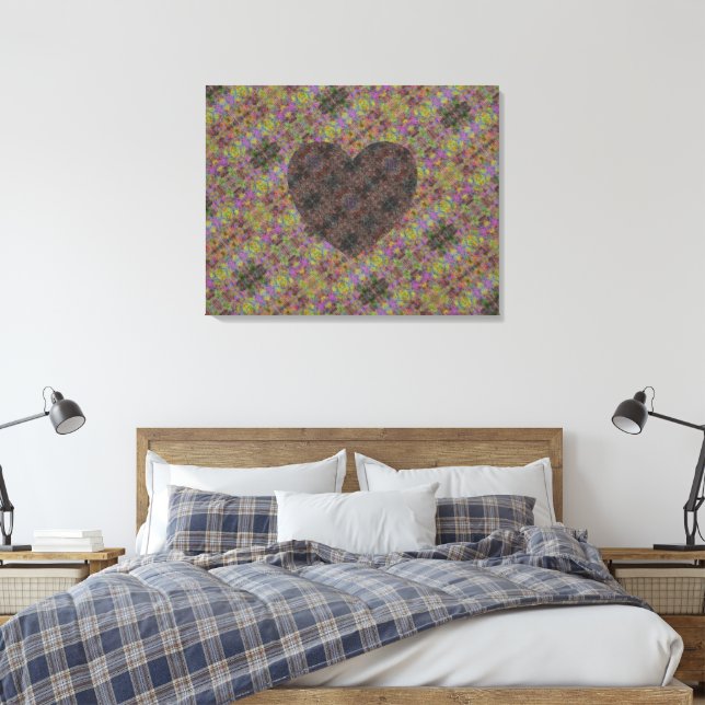 Medina Lilac 333 Heart Canvas Print (Insitu(Bedroom))