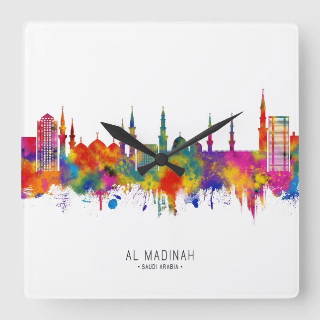 Medina Saudi Arabia Skyline Square Wall Clock (Front)