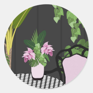 Medinilla Table Centrepiece Garden Courtyard Classic Round Sticker