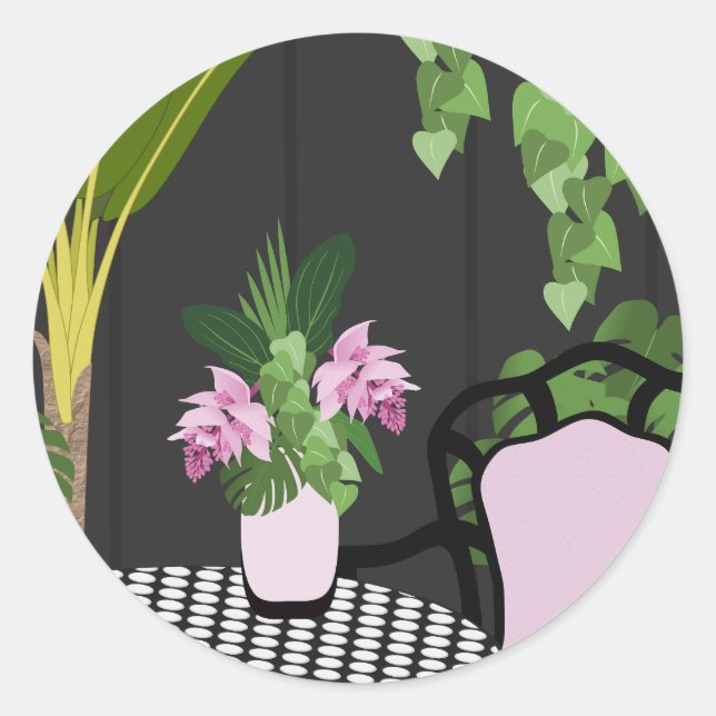 Medinilla Table Centrepiece Garden Courtyard Classic Round Sticker (Front)
