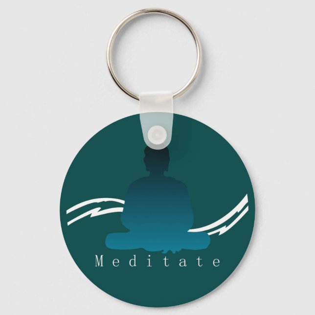 "Meditate" Beautiful Buddha. Key Ring (Front)