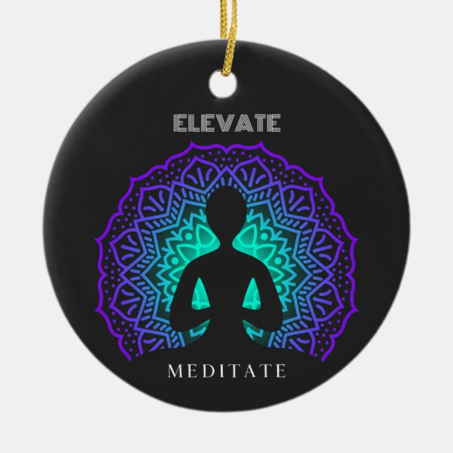 Meditate Elevate Ceramic Tree Decoration (Front)