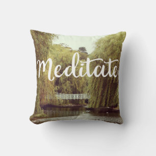Meditate in the park inspirational message cushion