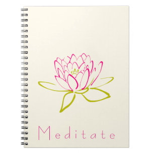 Meditate Lotus Flower / Water Lily Illustratio Spiral Notebook