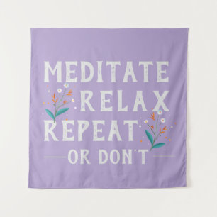 Meditate Relax Repeat Motivational Lavender Art Tapestry