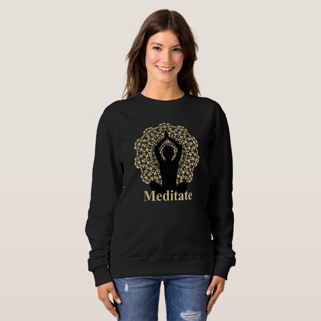 Meditate Silhouette Spiritual Graphic Sweatshirt (Front Full)