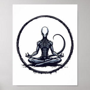 Meditating Alien Funny Sci-fi Horror Parody Zen Yo Poster