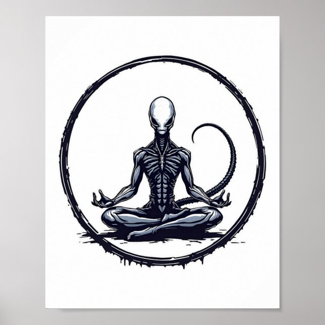 Meditating Alien Funny Sci-fi Horror Parody Zen Yo Poster (Front)
