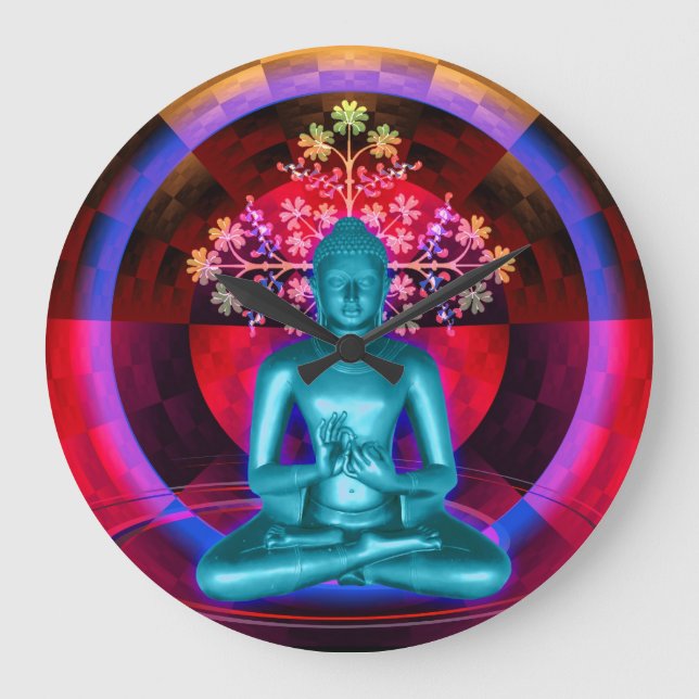 Meditating Blue Buddha Wall Clock (Front)