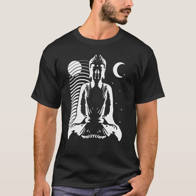Meditating Buddha In Yin Yang Style With Day And N T-Shirt (Front)