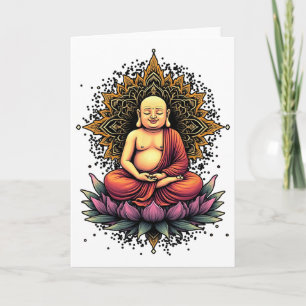 Meditating Buddha Spiritual Art Vintage Style Yoga Card