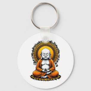 Meditating Buddha Spiritual Art Vintage Style Yoga Key Ring