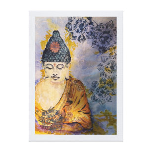 Meditating Buddha Watercolor Canvas Print 24x18