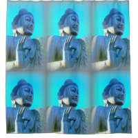 meditating buddha with mudra blue
