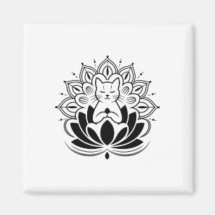 Meditating Cat Lotus Flower Zen Yoga Enthusiast Te Magnet