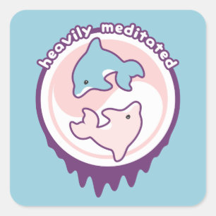 Meditating Dolphins with Yin Yang Square Sticker